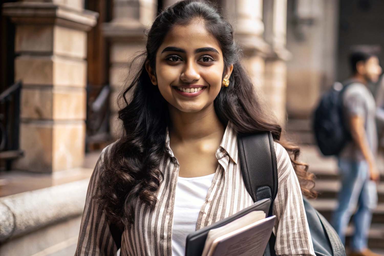 Smiling female Indian student